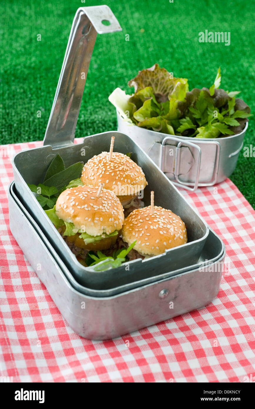 Mini hamburger Foto Stock