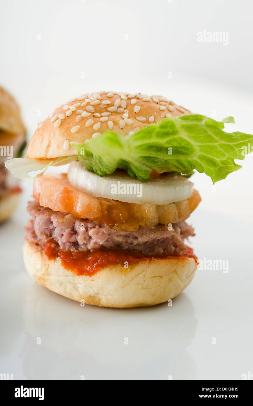 Mini hamburger Foto Stock