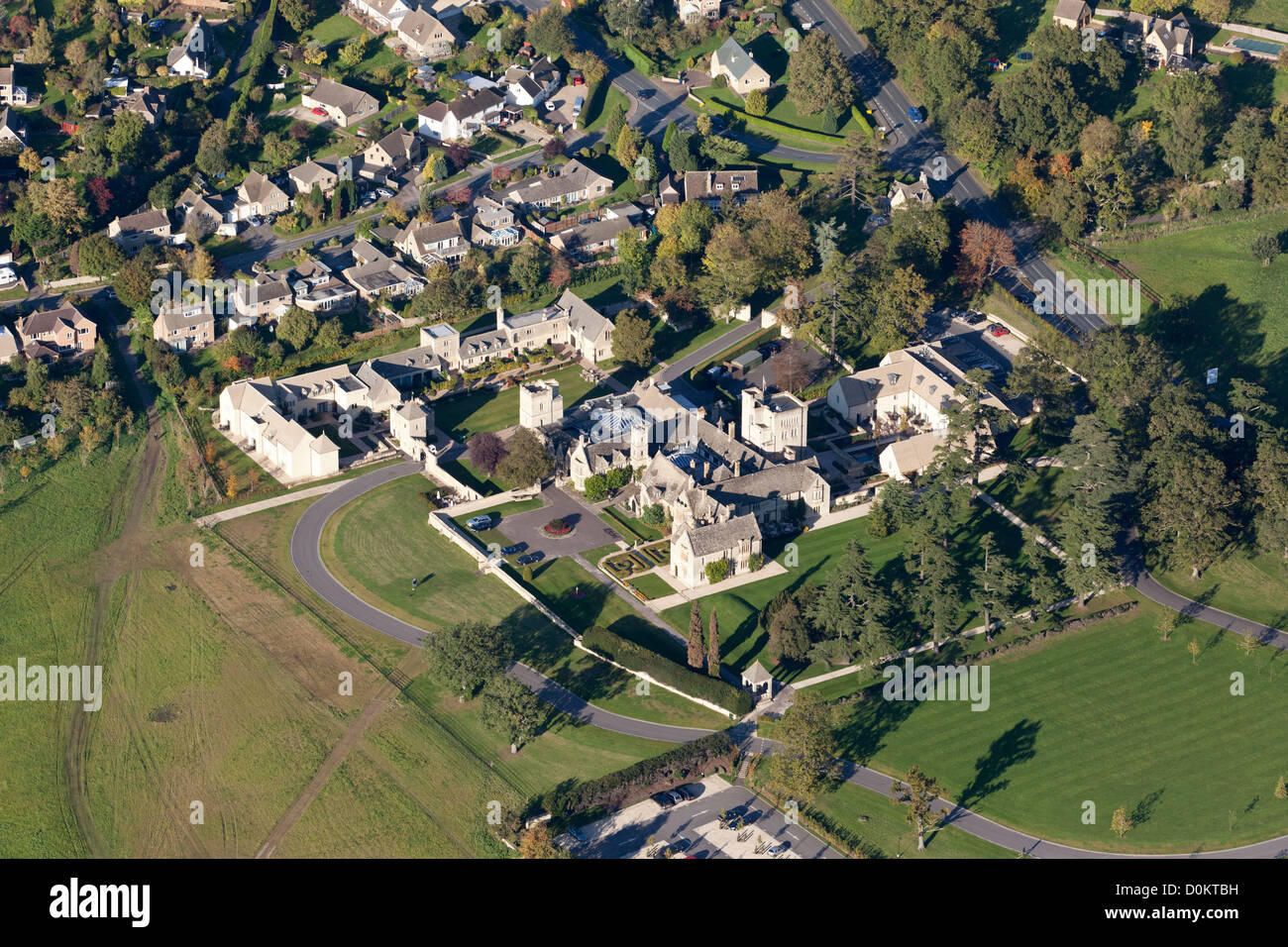 Una veduta aerea di Ellenborough Park Hotel, Southam, Gloucestershire, Regno Unito Foto Stock