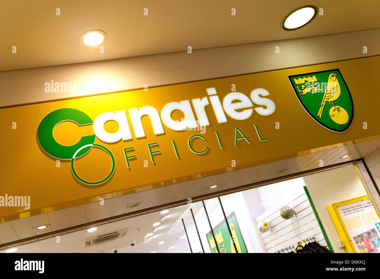 Il Norwich City Football Club canarini store, Chapelfield Shopping Centre, Norwich Norfolk REGNO UNITO Foto Stock