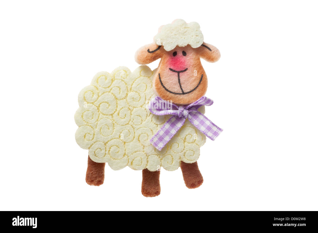 Toy sorridente pecore bianche, fatta a mano in feltro decorazione di pasqua Foto Stock