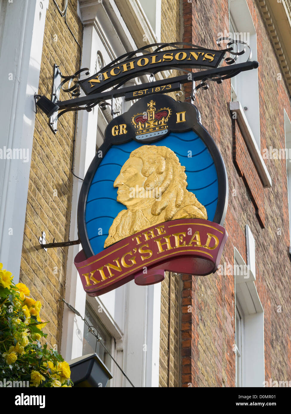 King's Head pub segno, Londra, Inghilterra Foto Stock