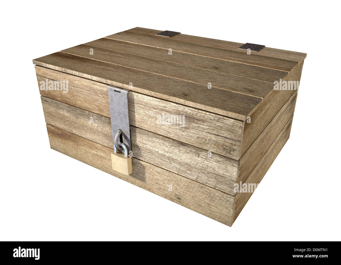Una ruvida planked in legno scatola con un coperchio a cerniere