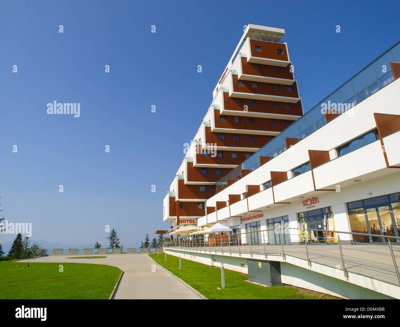 Il villaggio di Strbske Pleso, Hotel Panorama Resort, Repubblica Slovacca, Hohe Tatra Foto Stock