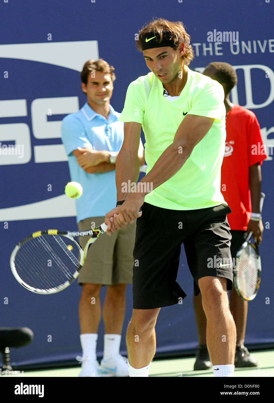 Rafael Nadal 2010 US Open Arthur Ashe Kids Day tenutosi presso l'USTA Billie Jean King National Tennis Center di New York, Stati Uniti d'America - 28.08.10 Foto Stock