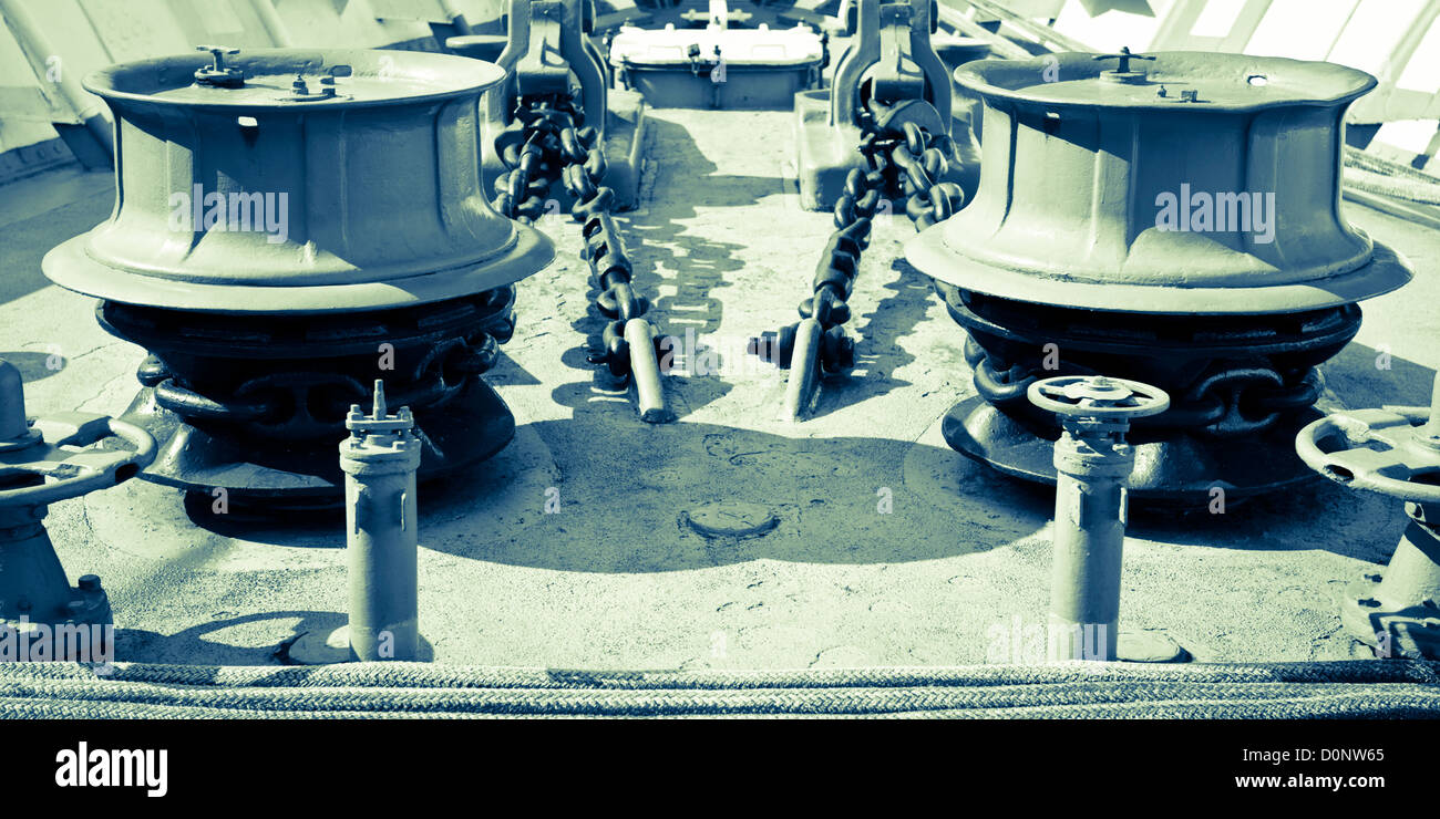 Twin cabestani su Lightship Chesapeake, Baltimore Foto Stock