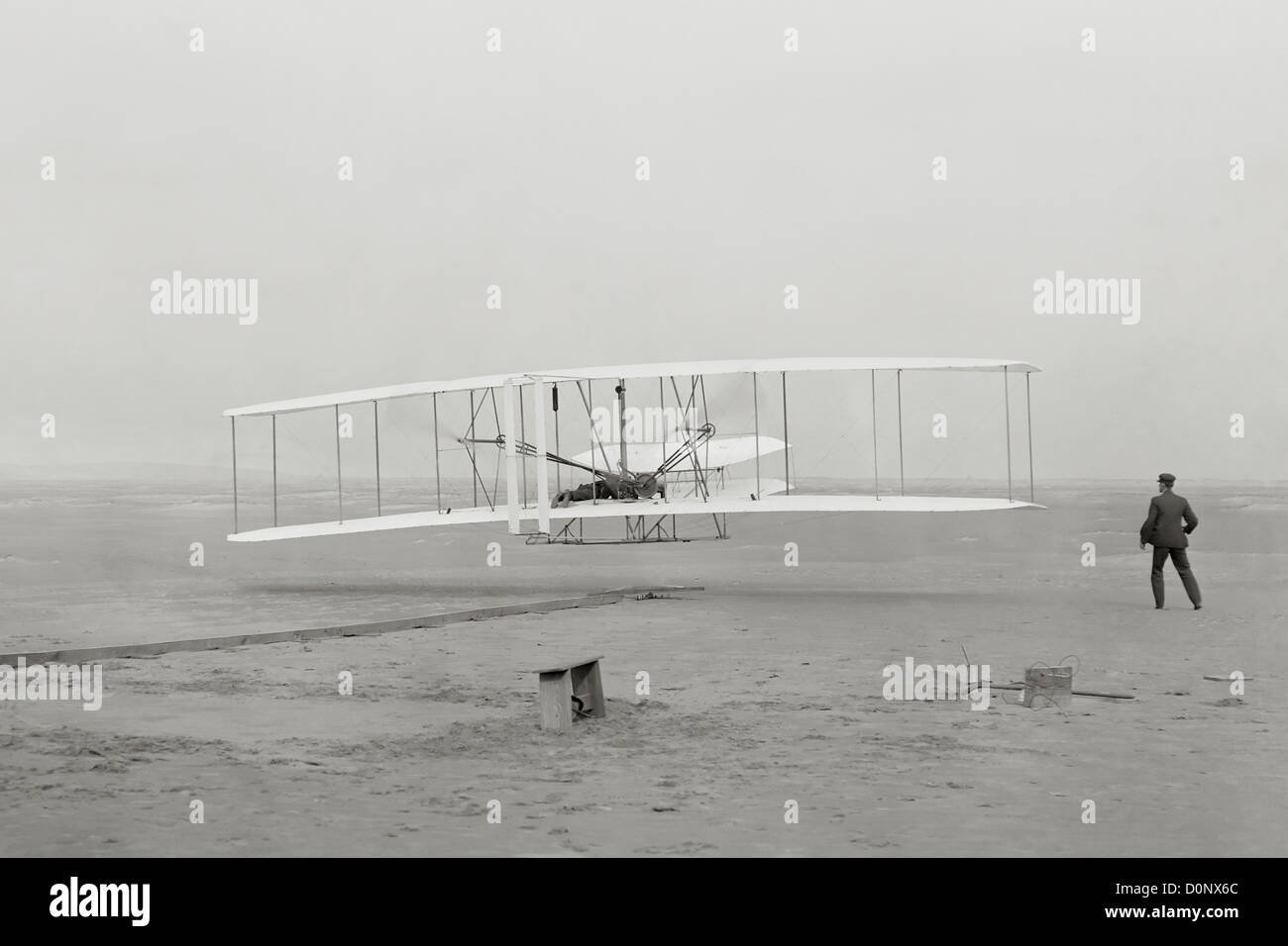 Primo volo dei fratelli Wright a Kitty Hawk Foto Stock