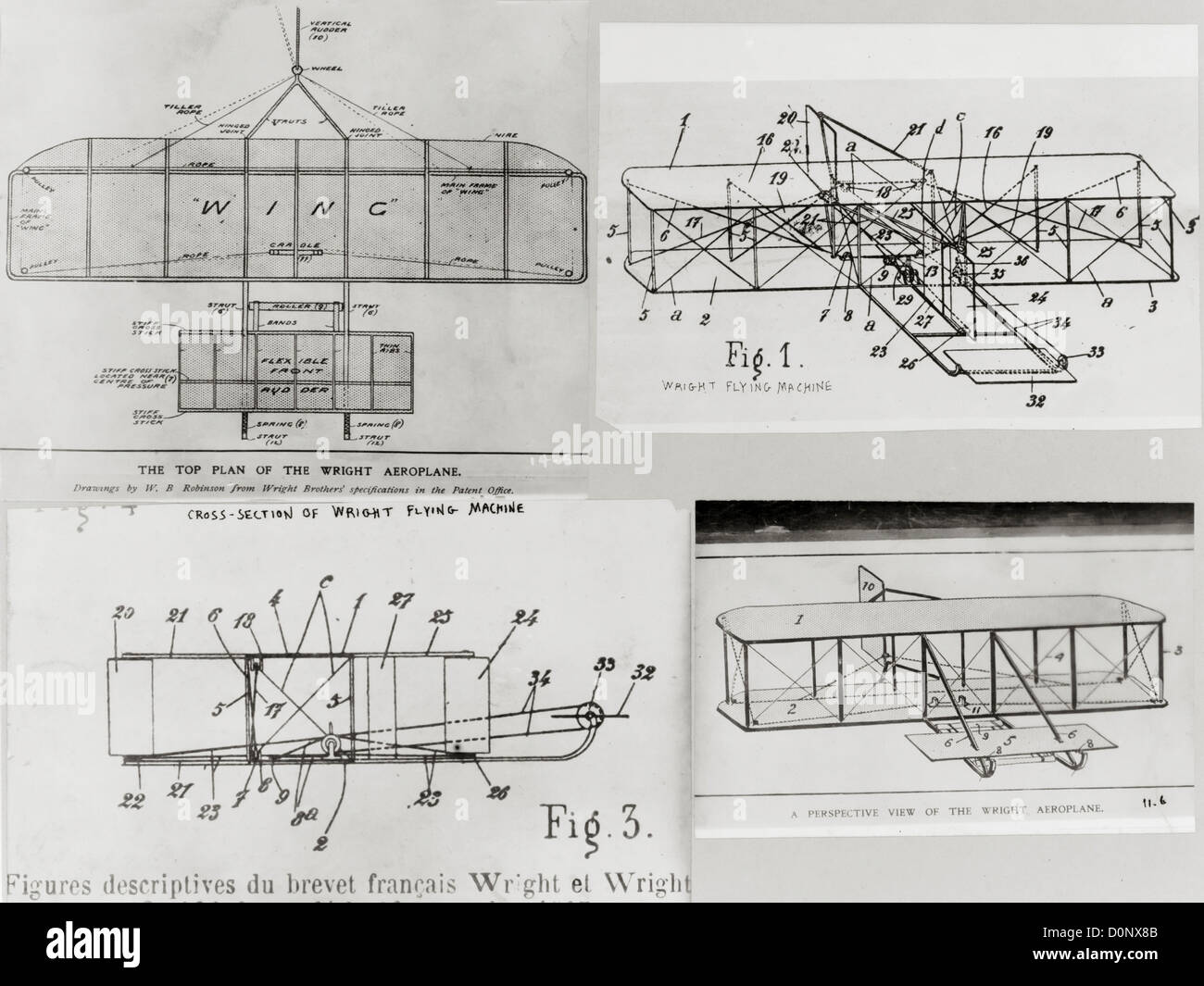 Piani di brevetto per i fratelli Wright' aeroplano Foto Stock