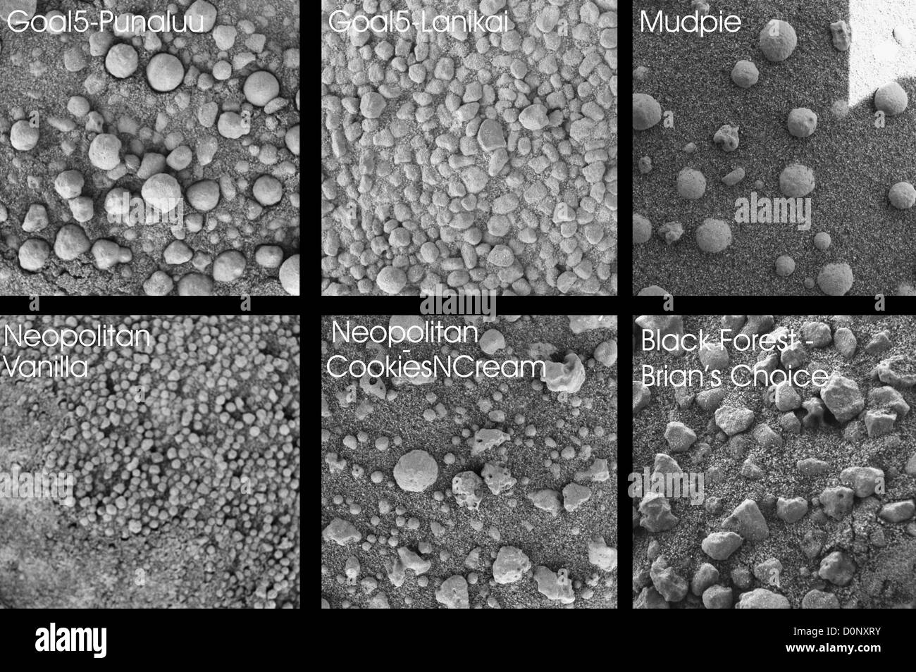 Confronto delle particelle di suolo di Marte da opportunità Rover Foto Stock