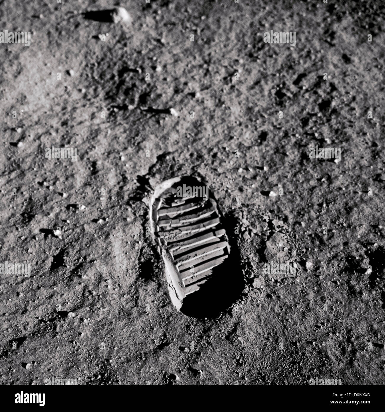 Apollo 11 - impronta su un mondo alieno Foto Stock