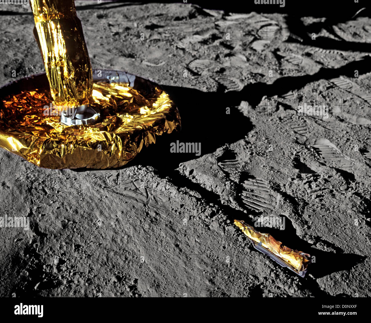 Apollo 11 - Carrello di atterraggio di un modulo lunare sulla luna Foto Stock