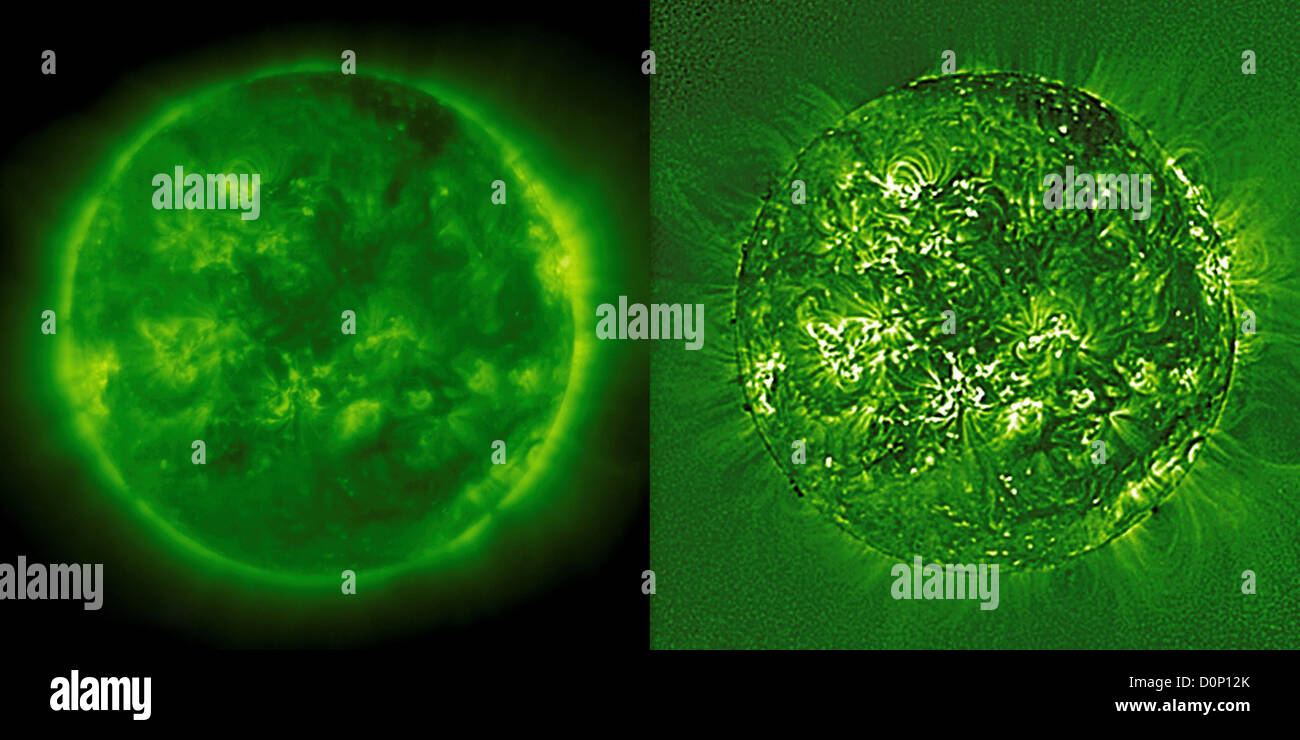 Nel grande sforzo di elaborazione nuove "wavelet' elaborazione è stata applicata praticamente tutti i Solar heliospheric observatory (SOHO)'s Foto Stock
