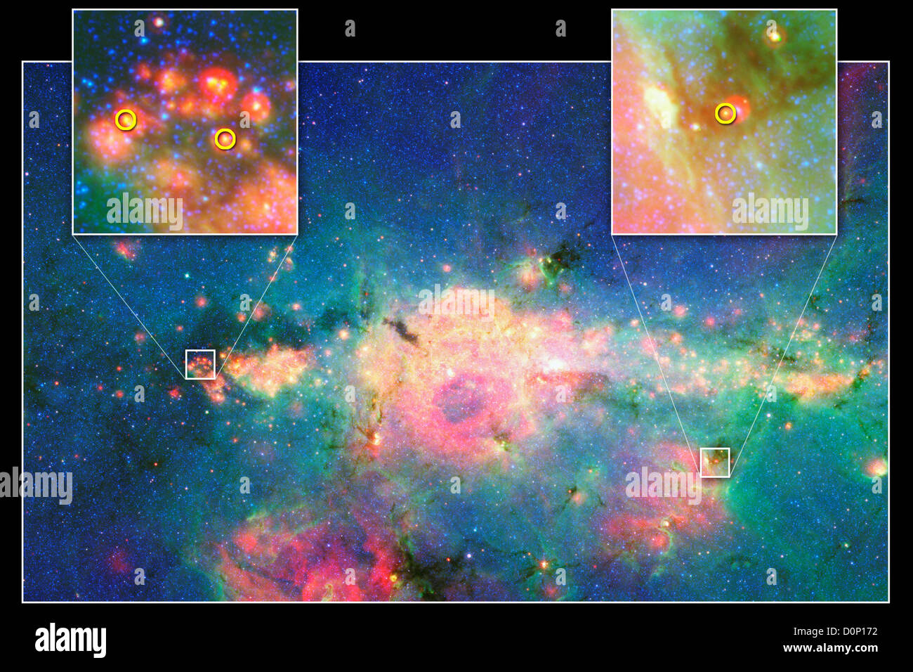 Stelle neonate vicino al nucleo galattico Foto Stock