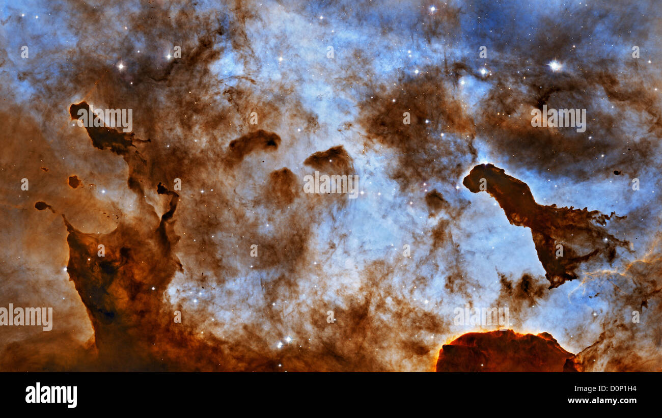 Colonne di polvere nella Carina Nebula Foto Stock