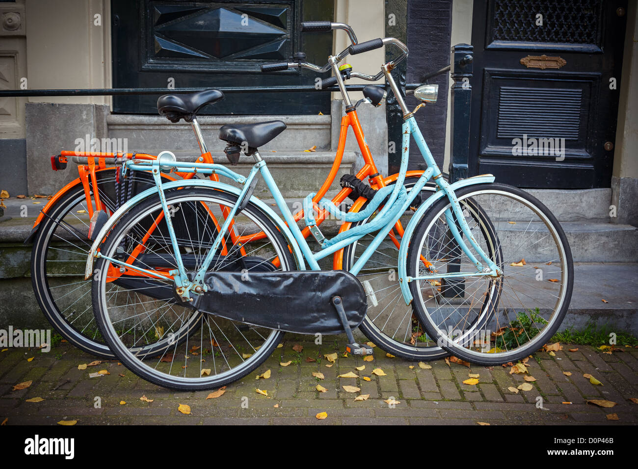 In stile retrò biciclette in Amsterdam, Paesi Bassi Foto Stock