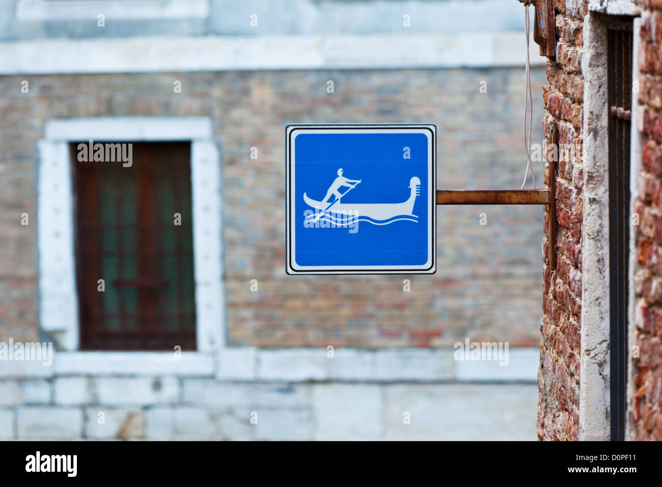 Segno in Gondola a Venezia, Italia. Inquadratura orizzontale Foto Stock
