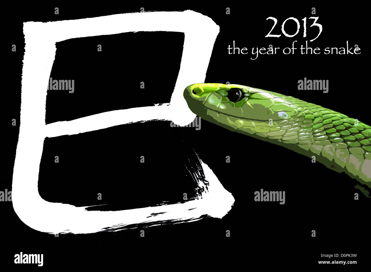 Secondo lo zodiaco cinese, 2013 sarà l'anno del serpente. La lettera in cinese significa SNAKE Foto Stock