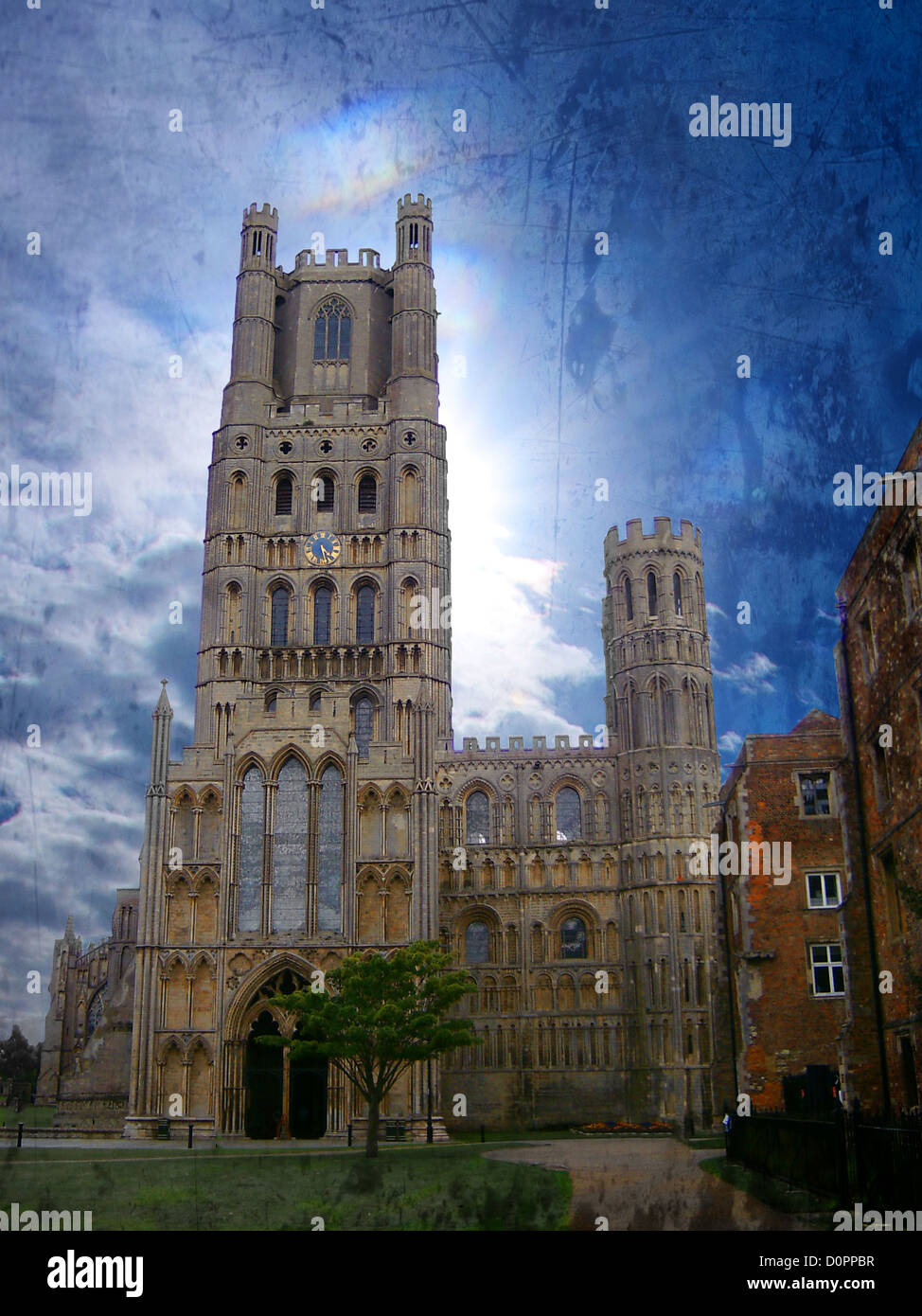 Cattedrale di Ely modificato per sembrare vecchia lastra fotografica e colorised Foto Stock