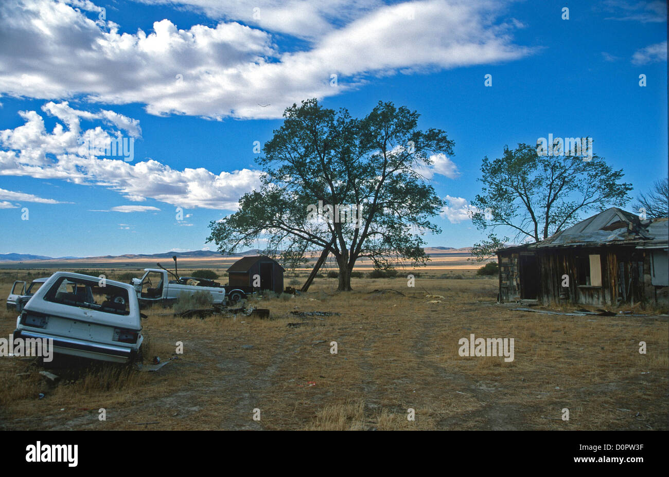 Abbandonato homestead sulla Goshute Prenotazione nella valle del cranio Utah Foto Stock