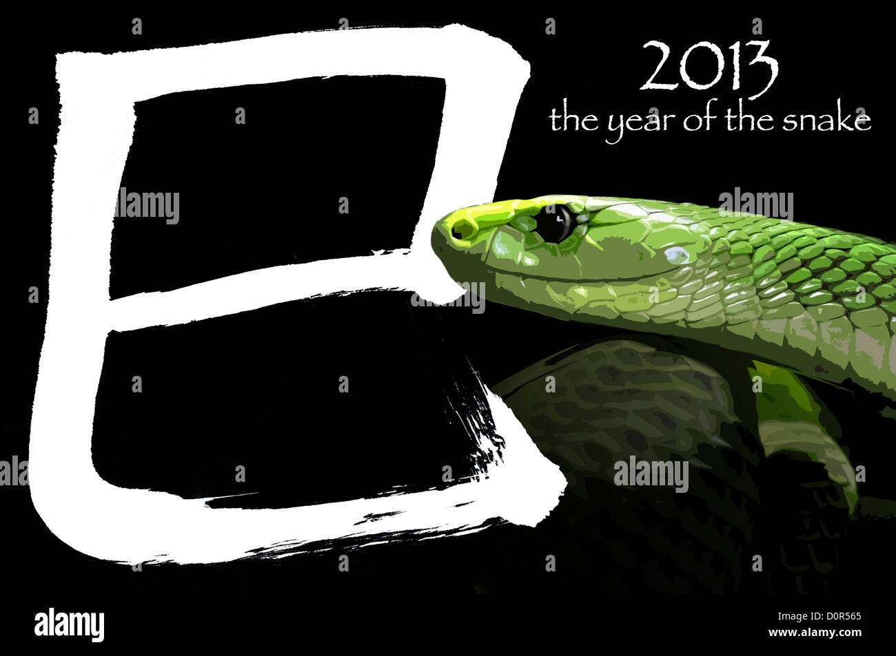 Secondo lo zodiaco cinese, 2013 è l'anno del serpente. La lettera in cinese significa SNAKE Foto Stock