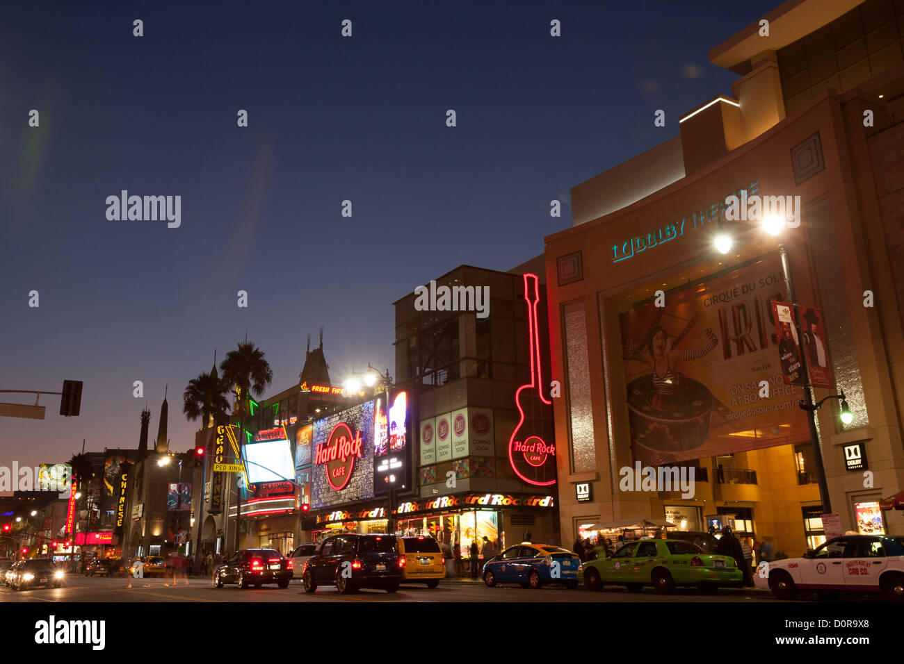Hollywood Boulevard di notte. Los Angeles, CA Foto Stock