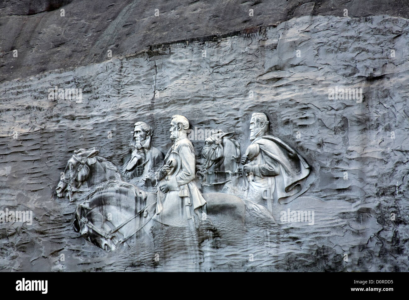 GA00176-00...GEORGIA - bassorilievi sculture di Stonewall Jackson, Robert E. Lee, Jefferson Davis su pietra montagna vicino a Atlanta. Foto Stock