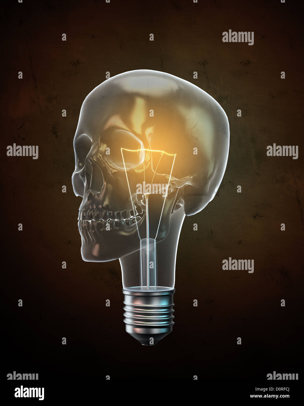 A forma di teschio lampadina Foto Stock