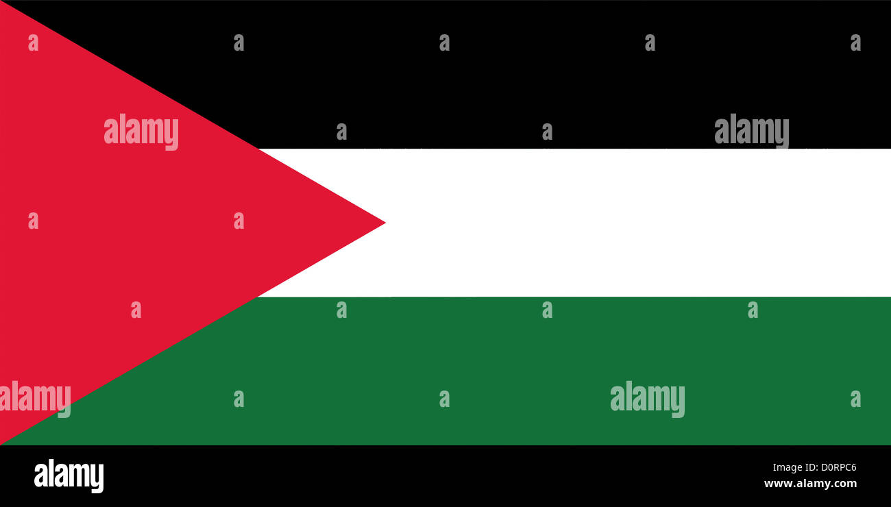 La bandiera di Stato della Palestina è un paese che si affaccia sul Mediterraneo Foto Stock