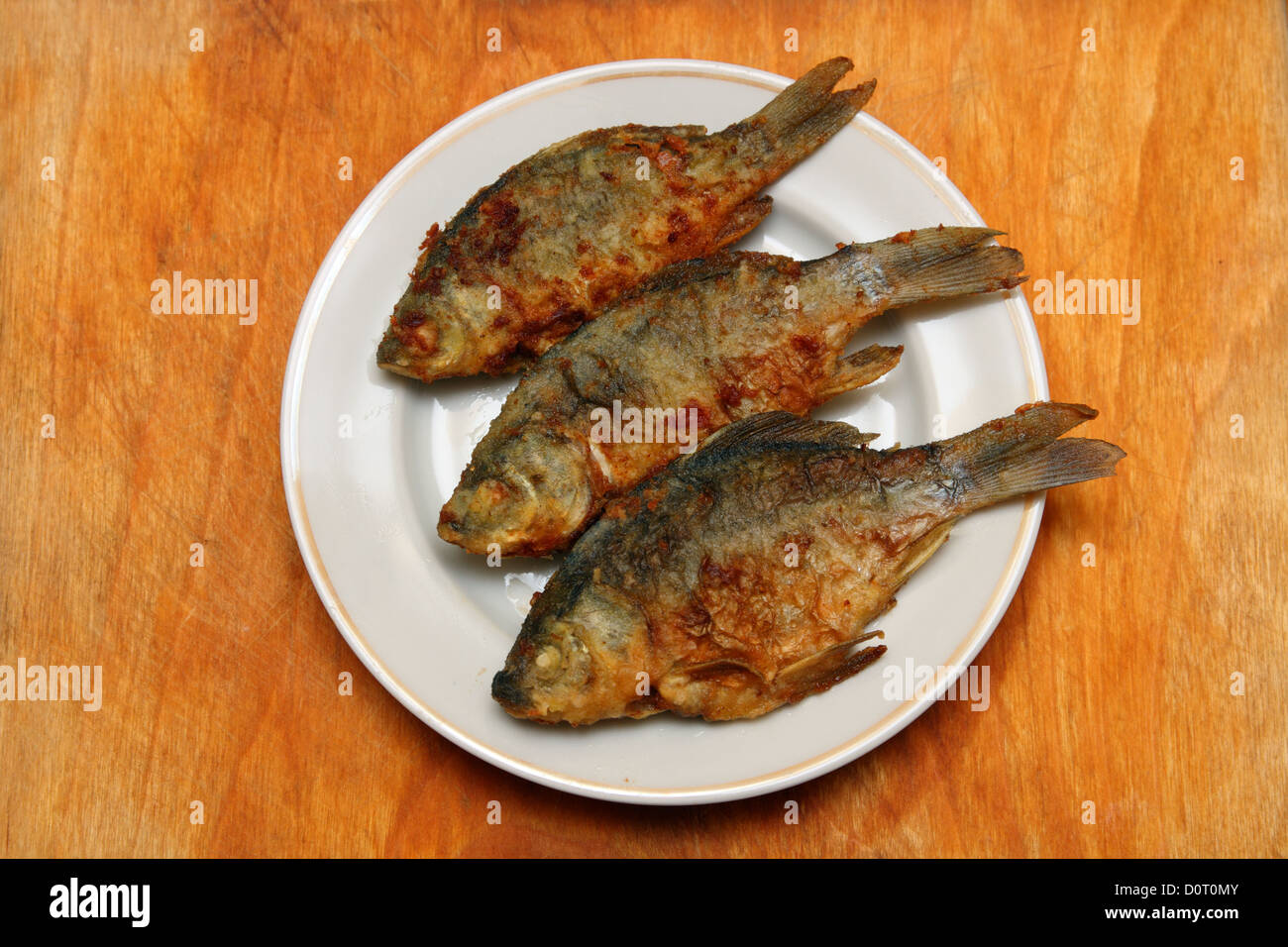 Pesce fritto carassio Foto Stock