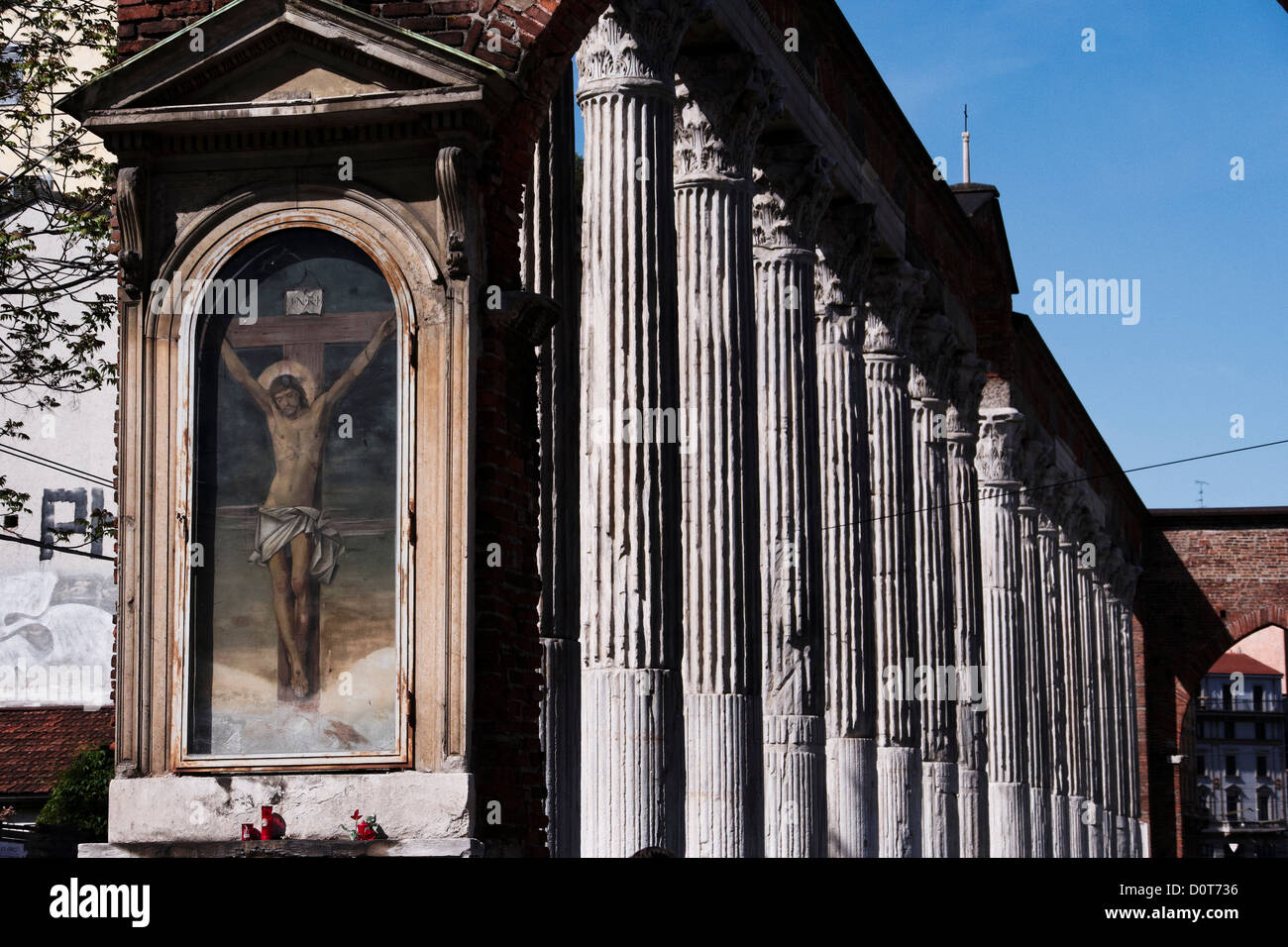 Antichità, antichità, Colonne di San Lorenzo, Corso di Porta Ticinese, città, Italia, Milano, tempo romano, paese, città, colonne, di gate Foto Stock