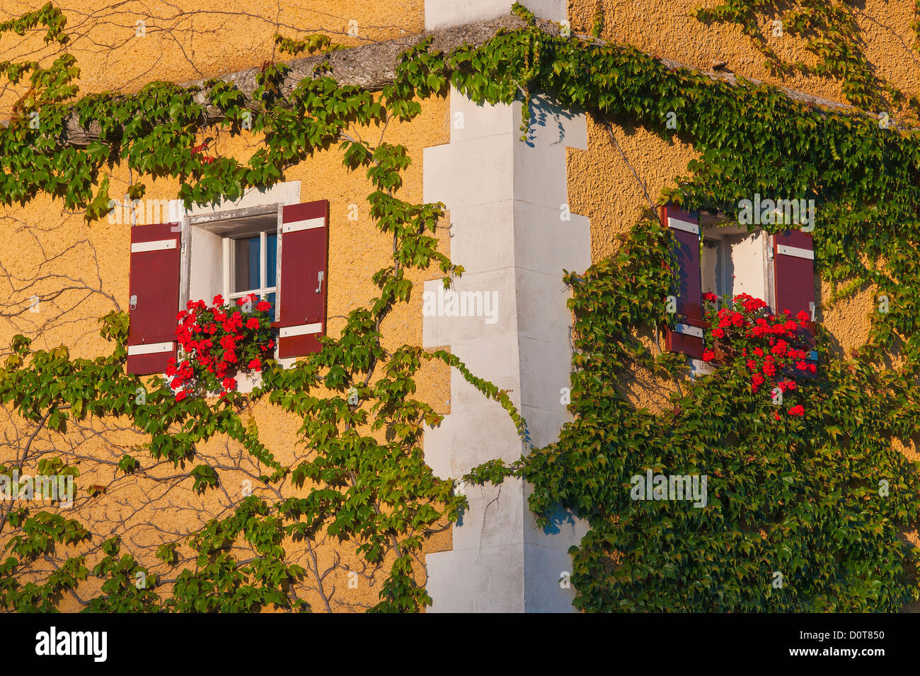 Bavaria Bavaria acceso town gate inferiore della città porta otturatore ivy house home la costruzione dell'edificio storico di parete Foto Stock