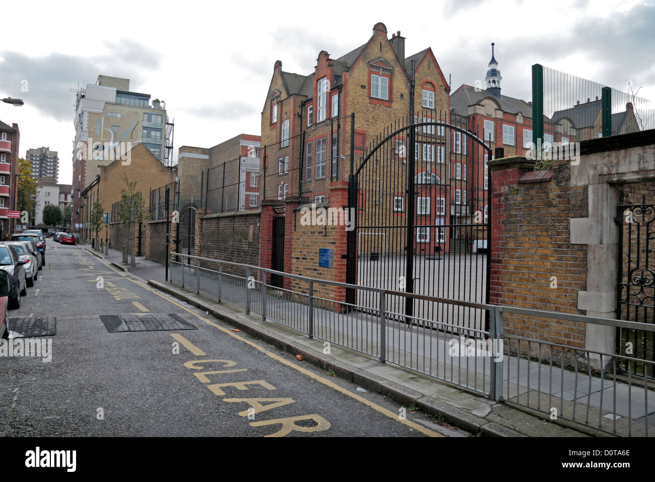 Visualizzare fino Henriques Street, omicidio scena di Elizabeth Stride, Jack lo Squartatore la terza vittima, Whitechapel, East London, E1, UK. Foto Stock