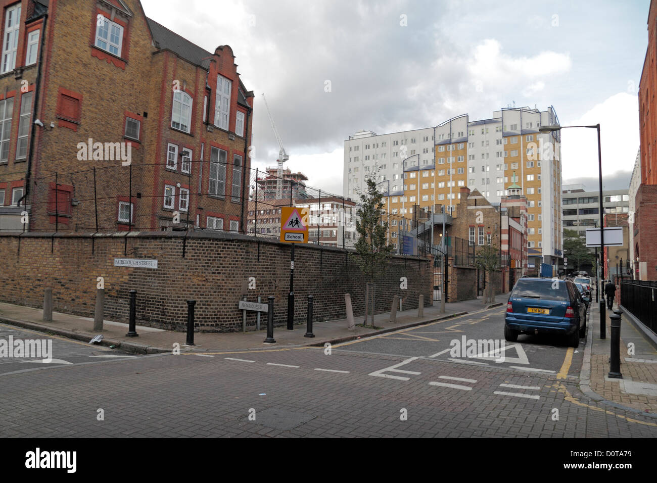 Visualizzare fino Henriques Street, omicidio scena di Elizabeth Stride, Jack lo Squartatore la terza vittima, Whitechapel, East London, E1, UK. Foto Stock