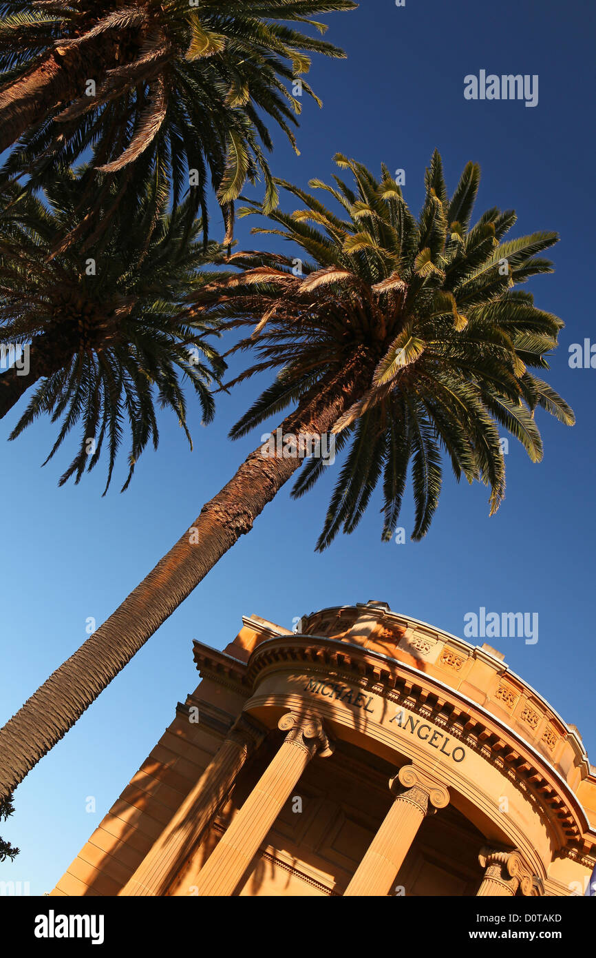 Tipo, Modo, della Galleria del Nuovo Galles del Sud, Sydney, palm, oblique, museo, arte, specialità, Tramonto, tramonto, Australia Foto Stock