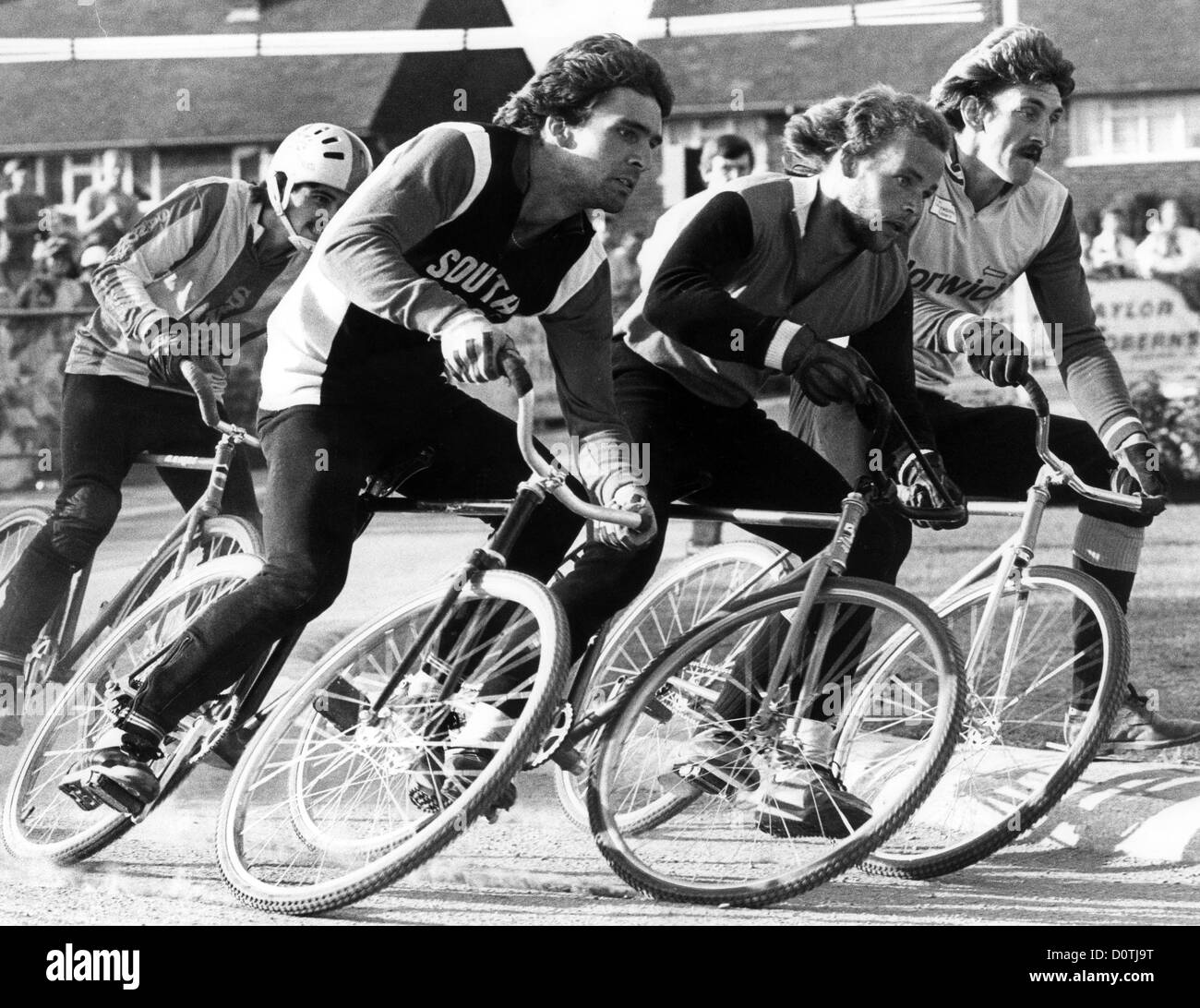 Ciclo del Mens di speedway in corrispondenza di Wednesfield circuito Aces West Midlands del Regno Unito Gran Bretagna 1984 PIC DAVE BAGNALL Foto Stock