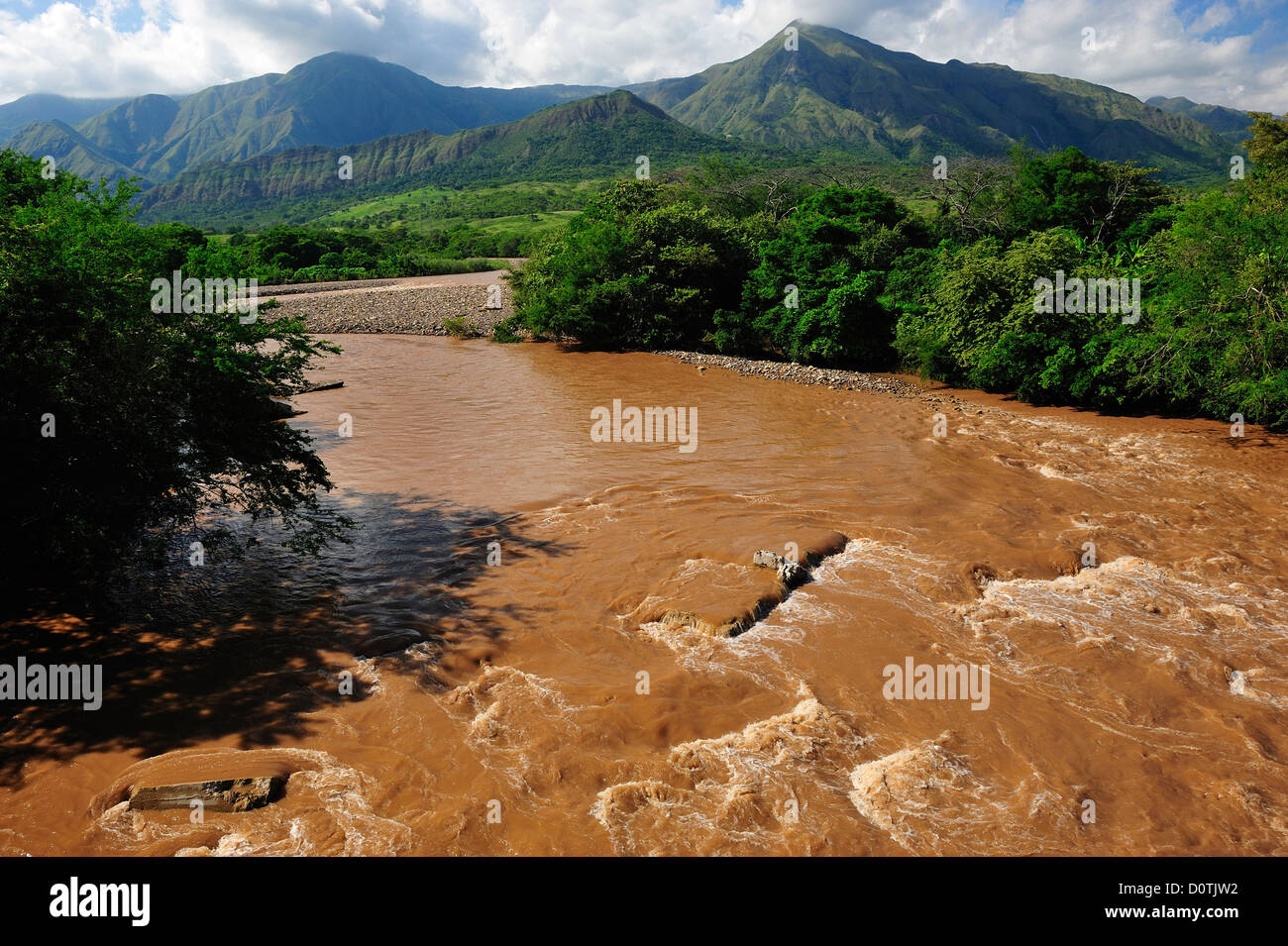 Rio Magdalena, Fiume, inondazione, marrone, Girardot, Colombia, Sud America Foto Stock