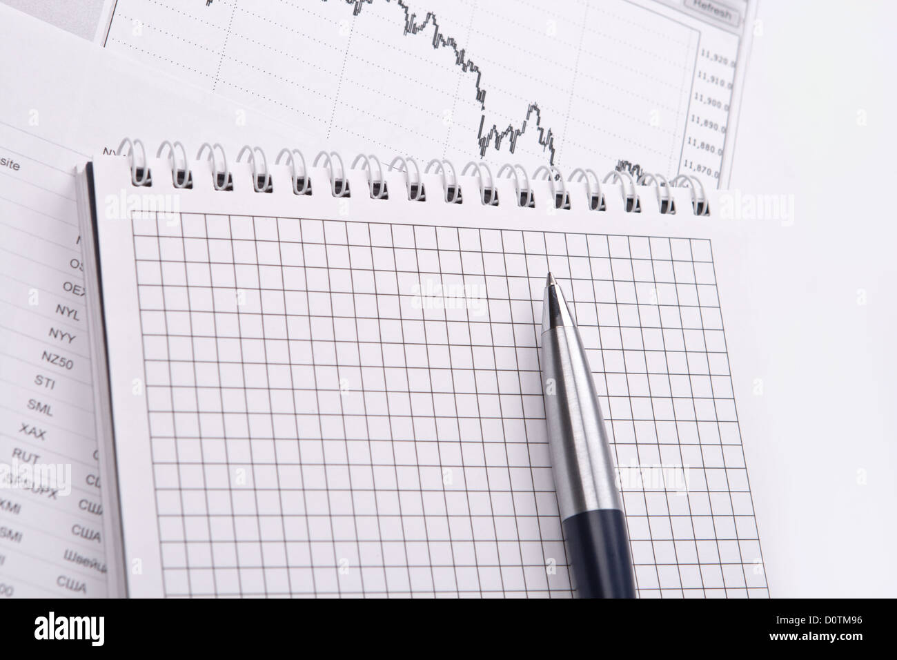Tabelle, notebook e lo scambio di dati Foto Stock