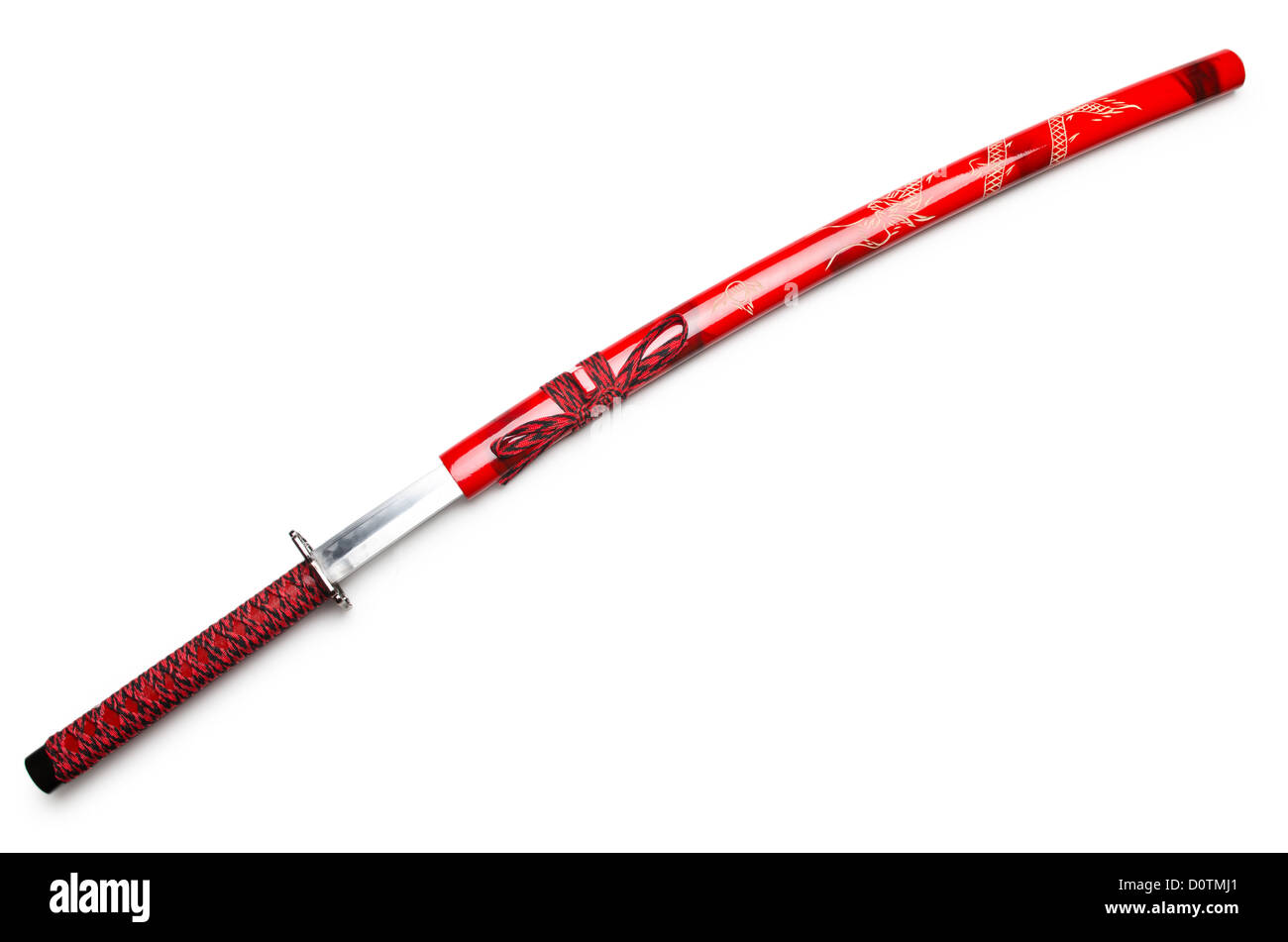 Spada giapponese takana isolato su bianco Foto Stock