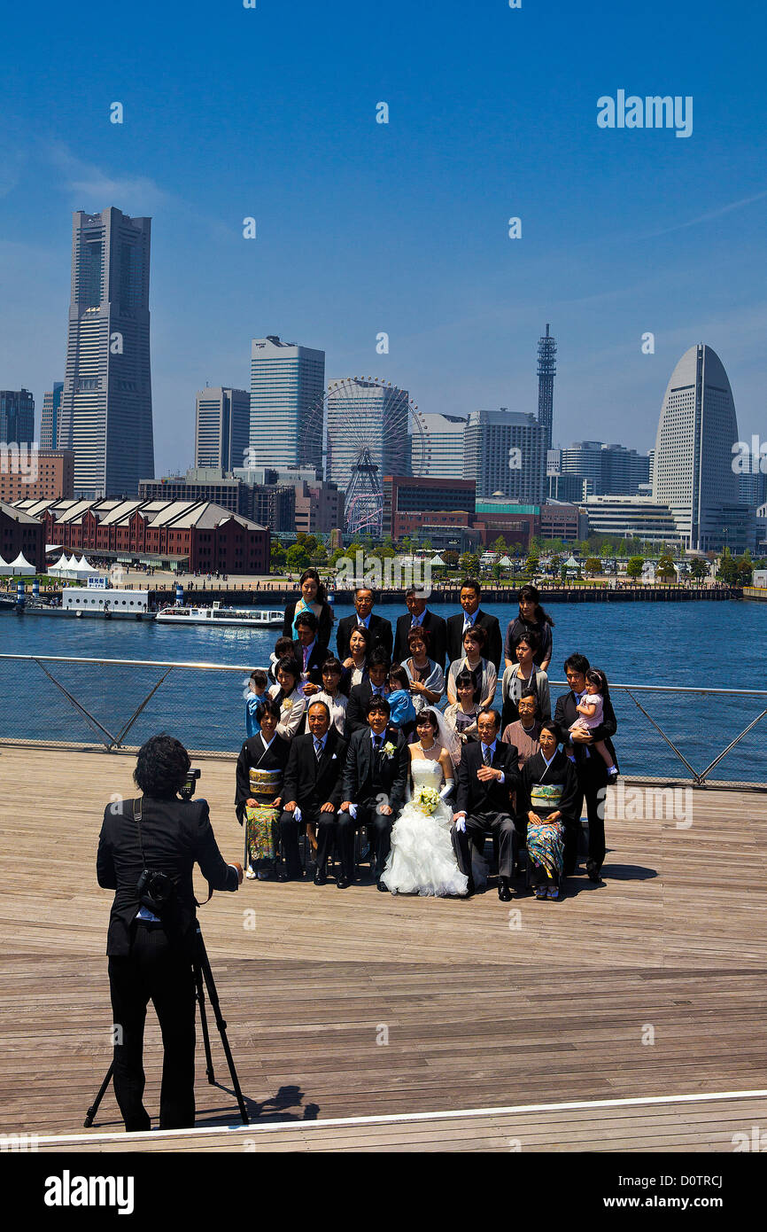 Giappone, Asia, vacanze, viaggi, Yokohama City, Wedding, fotografo, skyline, tradizione e moderno Foto Stock