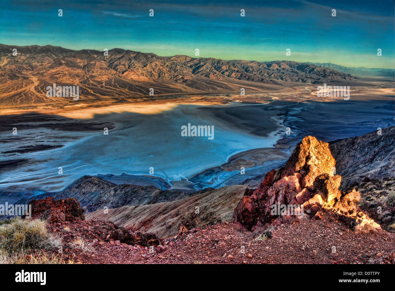 Badwater, bacino, Dante, vista la natura, paesaggio, Valle della Morte, National Park, California, Stati Uniti d'America, Stati Uniti, America, Foto Stock