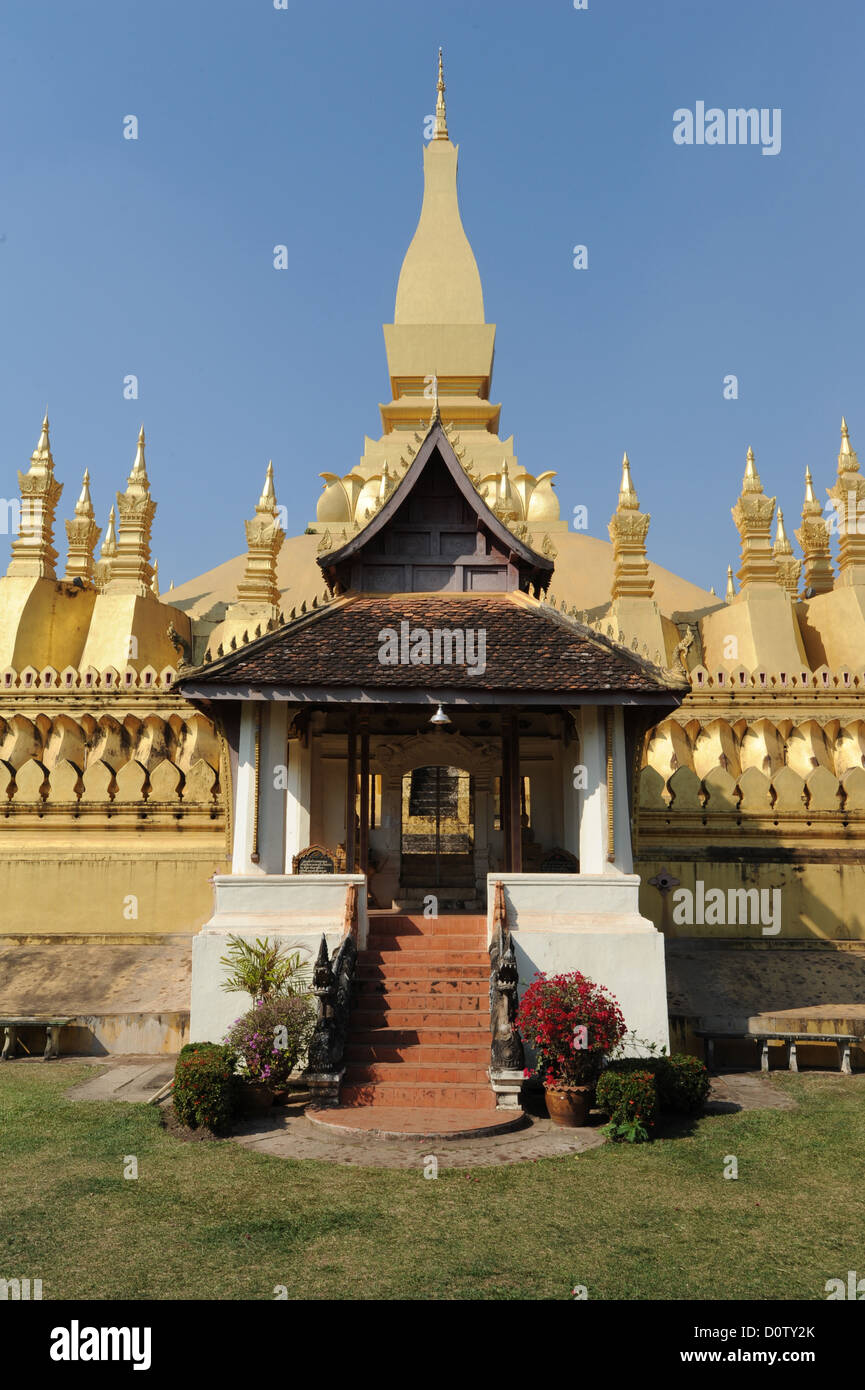 Laos, Asia, Vientiane, Pha That Luang, Buddismo, Stupa, tempio, Foto Stock
