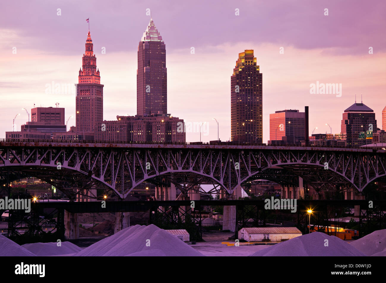 Tramonto in Cleveland Foto Stock