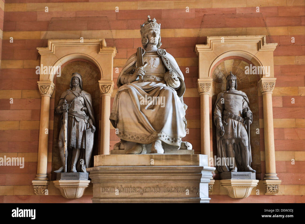 Germania, Europa, viaggi, Speyer, Imperiale, Cattedrale, patrimonio mondiale, l'imperatore, statua, architettura, arte, Carlo Magno, scultura Foto Stock