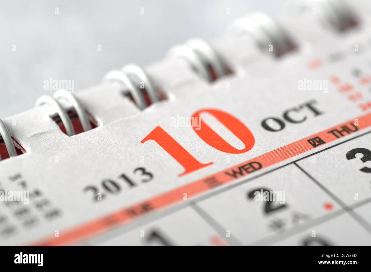 2013 Ottobre calendario Foto Stock