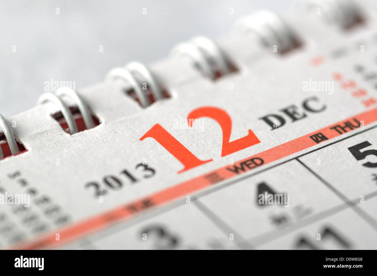 2013 Dicembre calendario Foto Stock