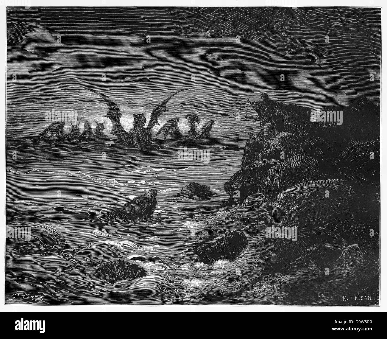 Daniel's visione di quattro bestie - Foto dalla Sacra Scrittura, Antico e Nuovo Testamento collezione di libri pubblicati in 1885 Foto Stock