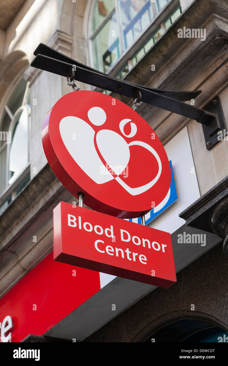 Donatore di Sangue accesso al centro di Londra, Regno Unito Foto Stock