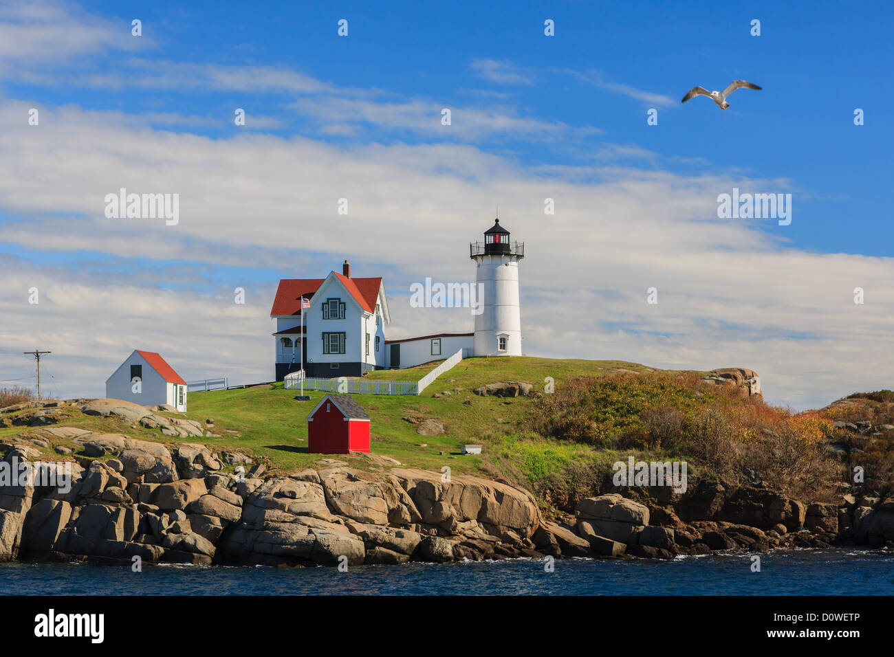 Il Nubble faro sul Maine east coast. Foto Stock