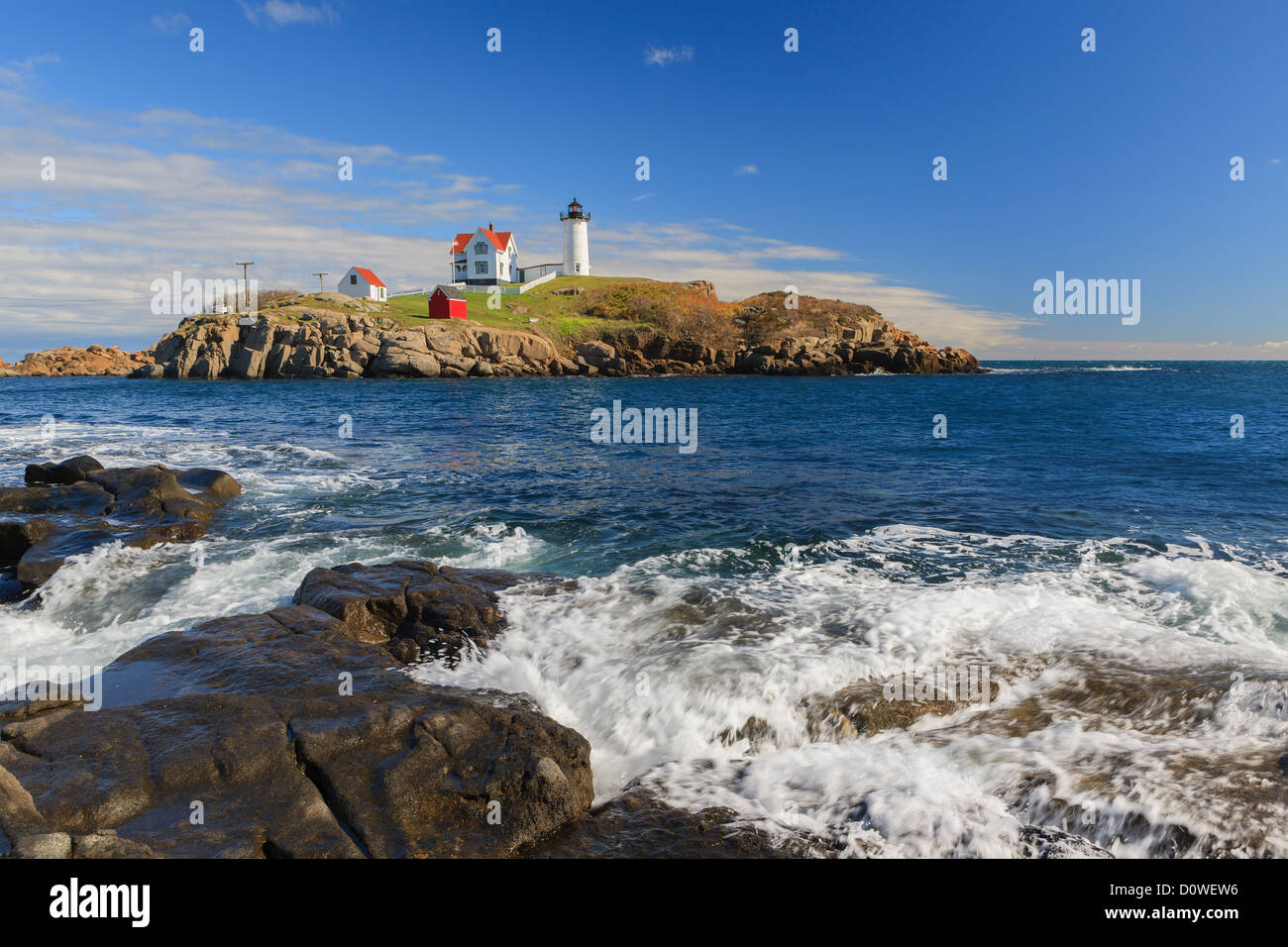 Il Nubble faro sul Maine east coast. Foto Stock