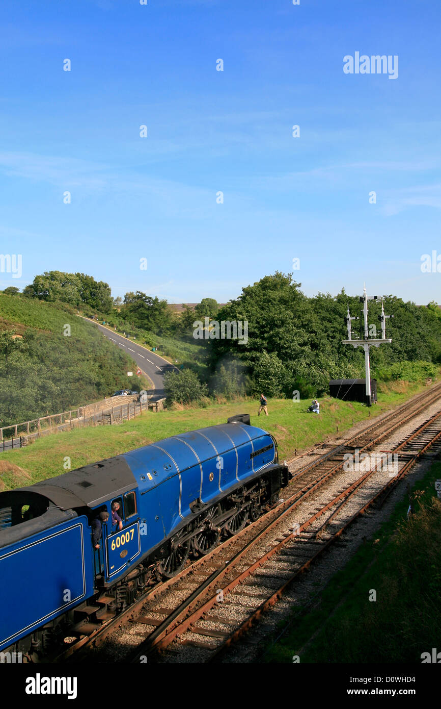 North York Moors Railway Sir Nigel Gresley locomotore Goathland North Yorkshire England Regno Unito Foto Stock